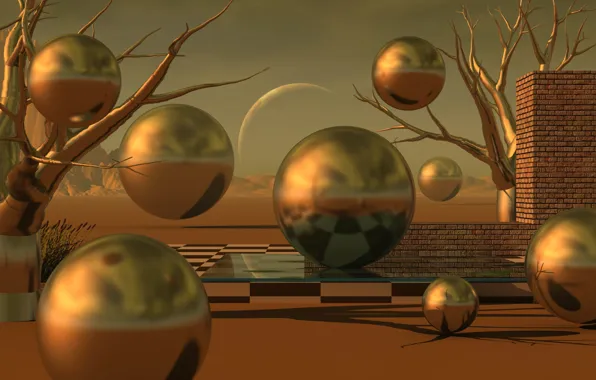 Gold, balls, sphere