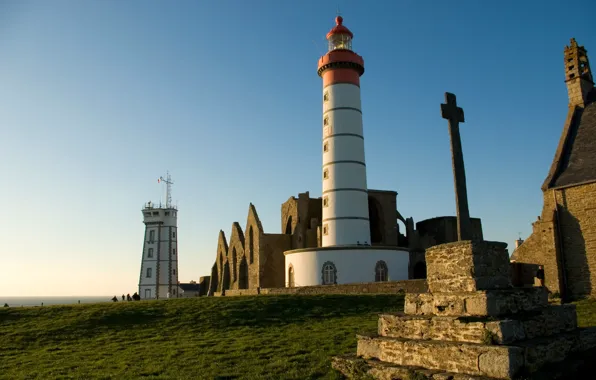Picture sea, the sky, coast, France, lighthouse, horizon, Sunny, Pointe Saint-Mathieu