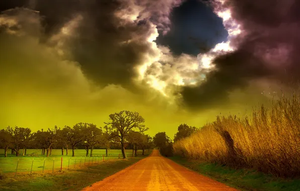 Road, the sky, landscape, clouds, nature