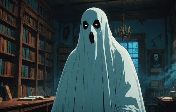 Ghost, library, sheets, Ghost