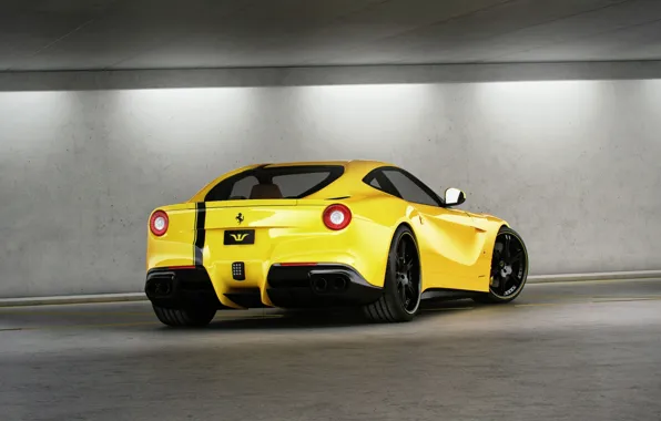 Reflection, yellow, shadow, mirror, ferrari, Ferrari, yellow, back