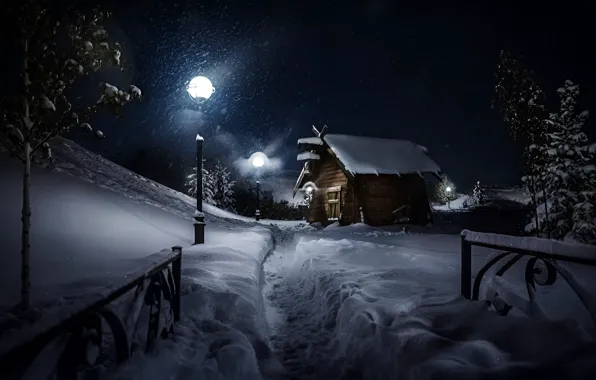 Winter, Night, Winter, Night, Snow House, The Snow House