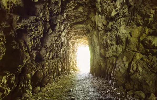 Light, stones, Cave