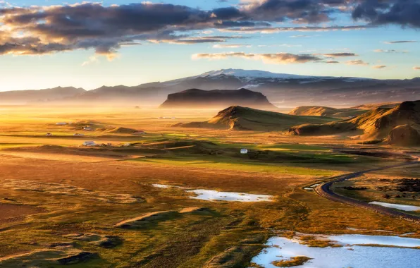Iceland, golden hour, Dyrholaey