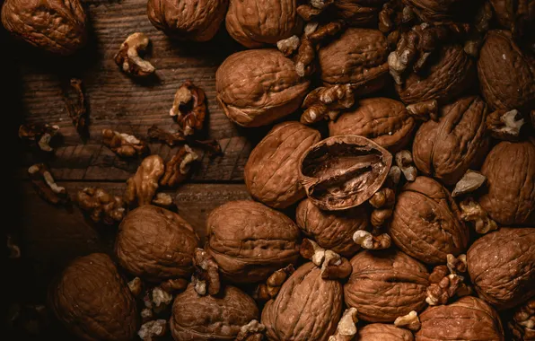 Nuts, shell, a lot, walnut