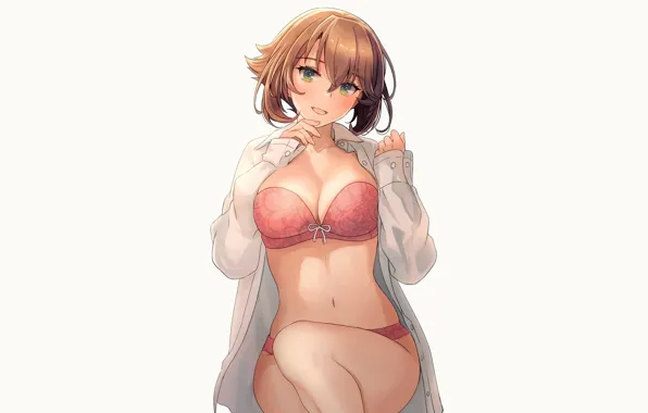 Picture girl, sexy, lingerie, bra, cleavage, panties, brown hair, boobs