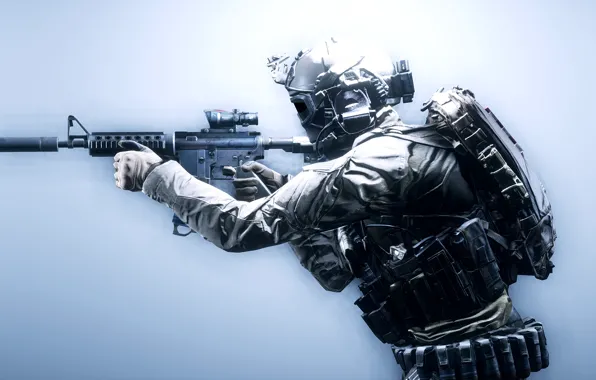 Picture weapons, background, soldiers, equipment, Battlefield 4