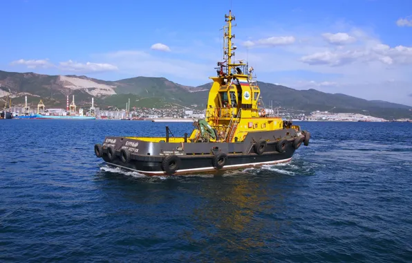 Tug, sea, The black sea, "Stormy"