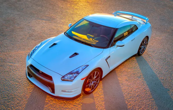 Picture car, Nissan, white, GT-R, R35, Nissan GT-R Black Edition