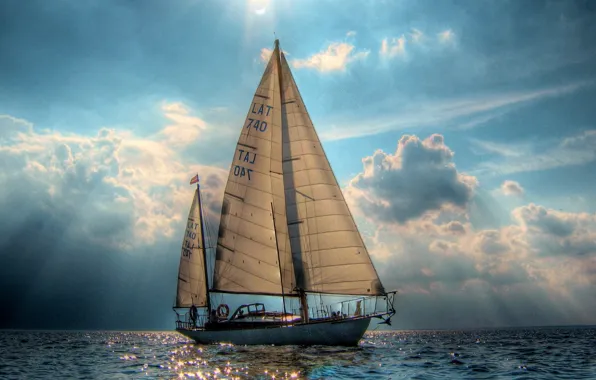 Picture sea, sailboat, yacht, sails
