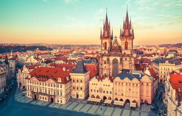 Picture home, Prague, Czech Republic, area, tower, temple, Sunny, street