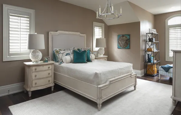 Design, lamp, bed, pillow, bedroom