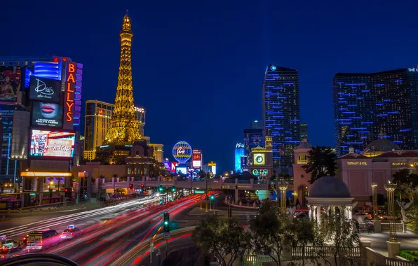 Night, lights, tower, home, Las Vegas, USA, Nevada