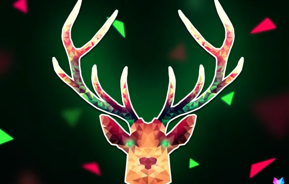 Line, triangles, deer, angle, geometry, art, Deer, Crystallized