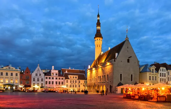 The evening, area, Estonia, Tallinn, lights