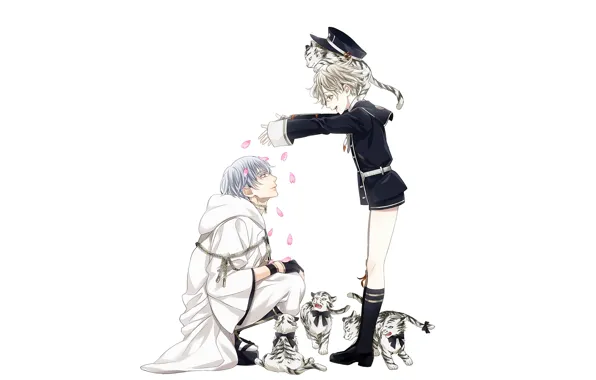 Boy, petals, guy, the cubs, Touken Ranbu, Dance Of Swords