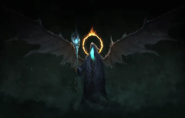 Being, Wings, The demon, Fantasy, Undead, Undead, Horror, Staff