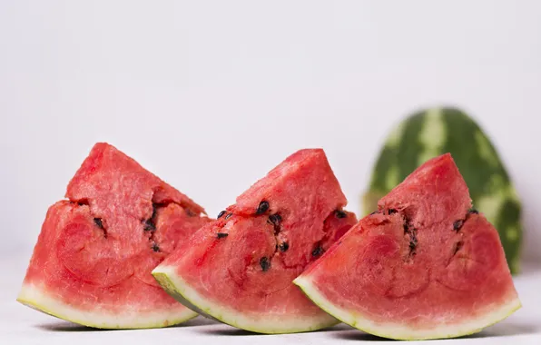 Watermelon, trio, light background, slices, slices