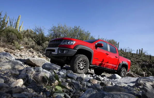 Picture the sky, red, stones, Chevrolet, pickup, Colorado, 2019, ZR2 Bison