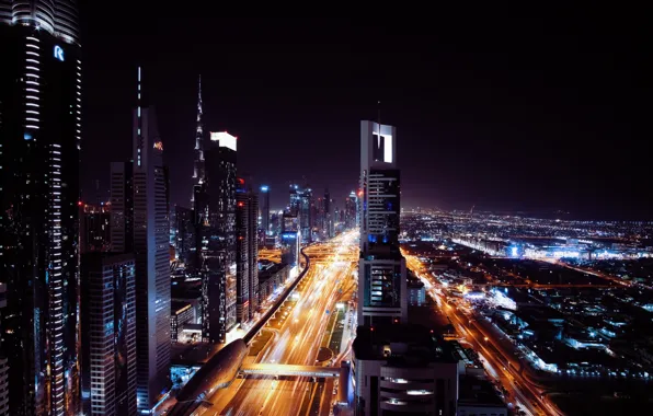 Night, city, Dubai, night city, Dubai, night, night city