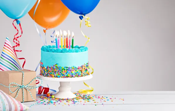 Balloons, birthday, colorful, cake, cake, Happy Birthday, celebration, candles