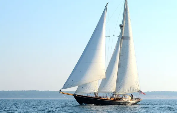 Sea, the way, movement, the wind, coast, ship, sailboat, sails