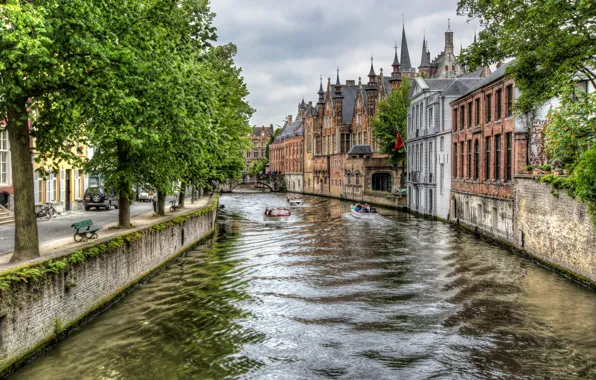 Picture bridge, home, channel, Belgium, Bruges