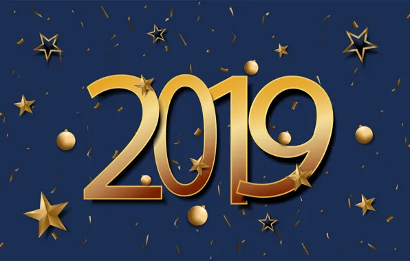 Background, gold, New Year, figures, golden, New Year, Happy, 2019