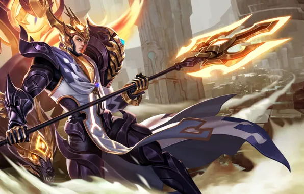 The game, armor, warrior, guy, spear, King of Glory