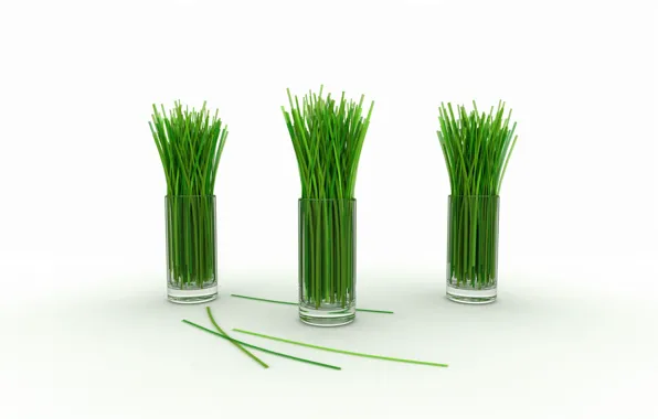 Green, glasses, lemon grass, stems