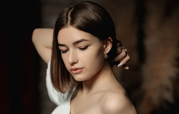 Picture girl, photo, model, makeup, brown hair, beauty, Vladimir Vasilev