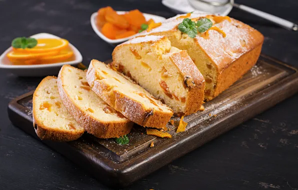 Oranges, pie, powdered sugar, orange, Timolina