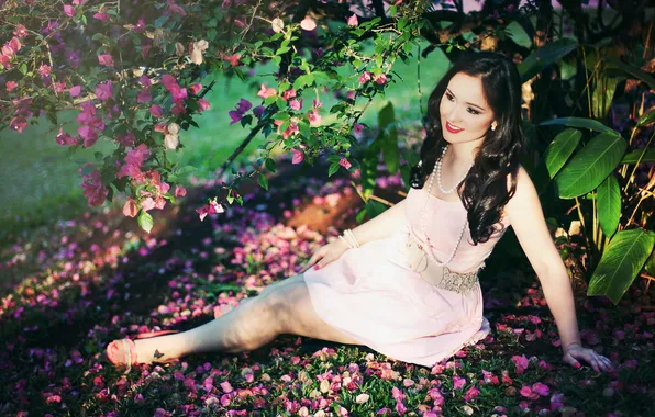 Girl, nature, background