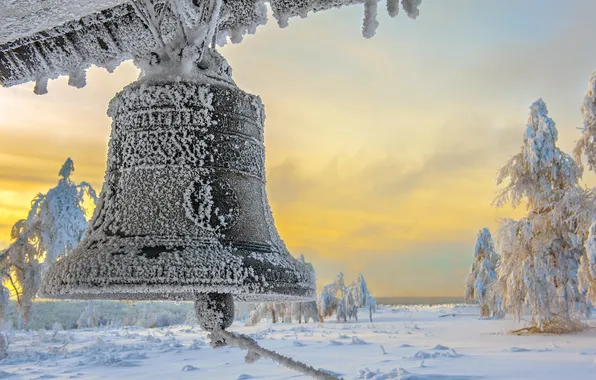 Picture snow, landscape, bell