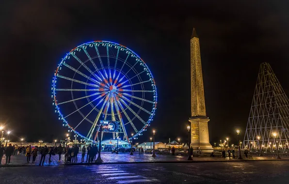 Picture night, France, Paris, carousel, Paris, night, France