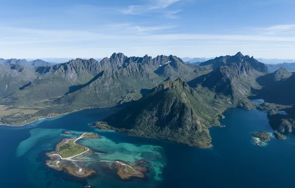 Mountains, the ocean, coast, panorama