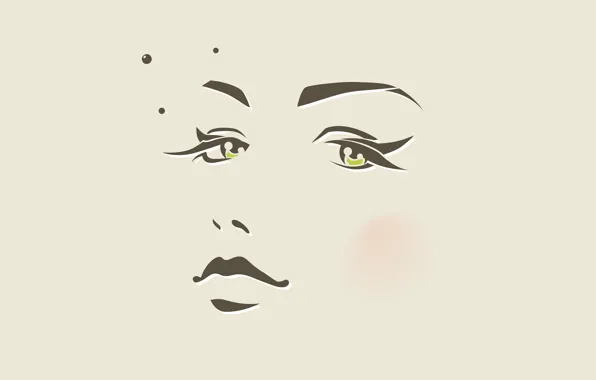 Picture eyes, girl, circles, face, minimalism, vector, nose, lips