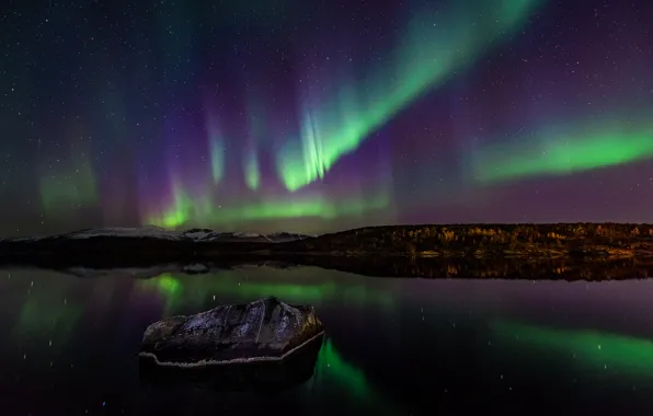 Stars, night, Northern lights, Norway