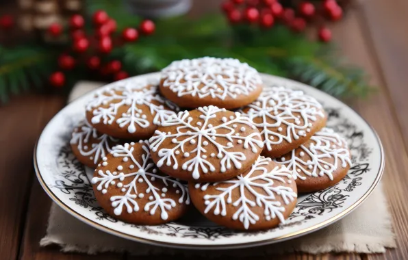 Cookies, Christmas, New year, figures, cookies, molds, cooking, AI art