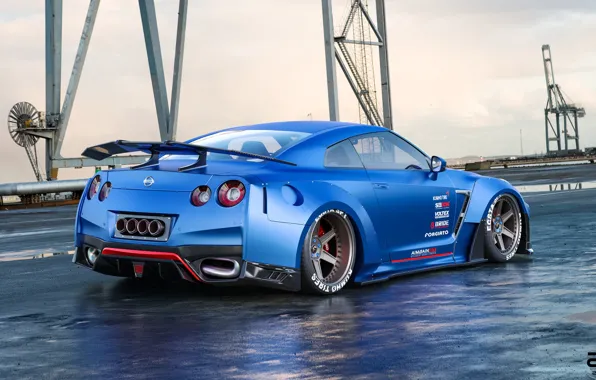 Auto, Blue, Machine, Nissan, GT-R, Car, Rendering, Nissan GT-R