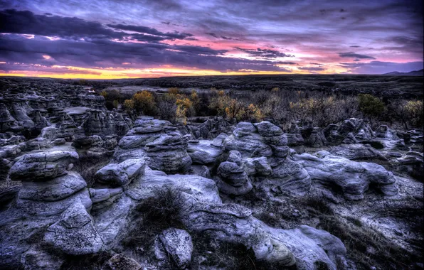 Landscape, sunset, mountains