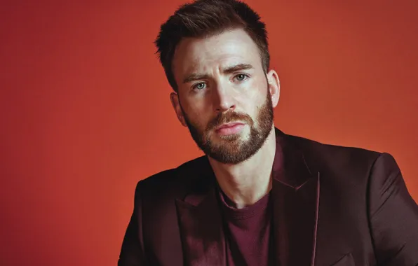 Picture background, portrait, actor, beard, jacket, Chris Evans, Chris Evans