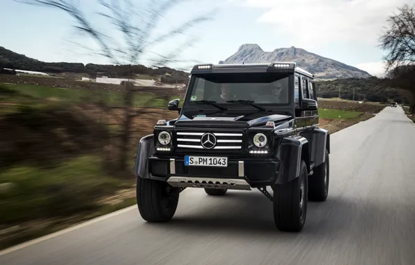 Road, black, Mercedes-Benz, speed, black, AMG, G500, 4x4²