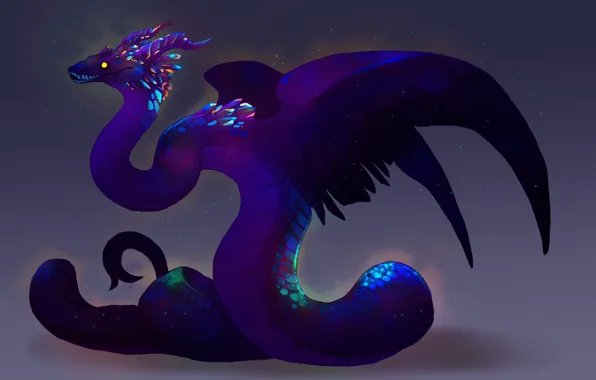 Dragon, wings, snakes, horns