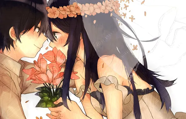 Picture anime, art, pair, girl, guy