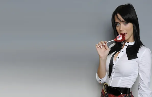 Look, girl, brunette, Katy Perry, lollipops, singer, shirt, beauty