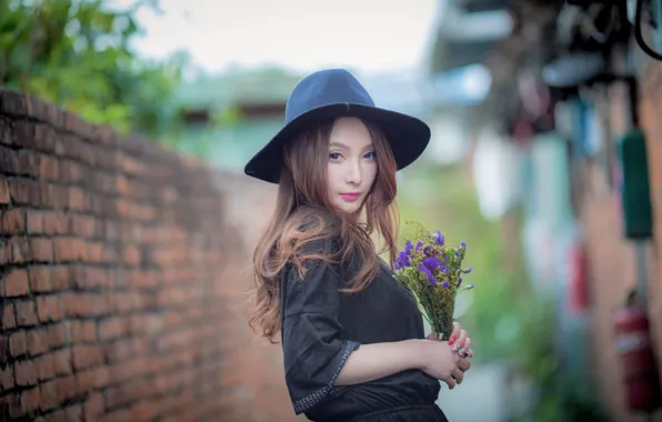 Picture look, girl, portrait, dress, Asian, a bunch