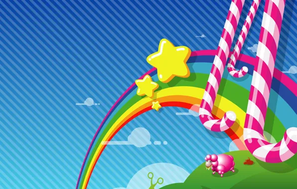 Picture stars, rainbow, vector