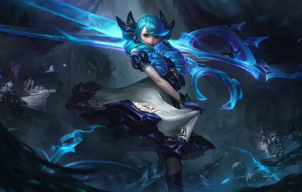 Girl, fantasy, Gwen, League of Legends, Riot Games, Jeremy Anninos