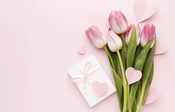 Love, flowers, gift, bouquet, spring, hearts, tulips, love